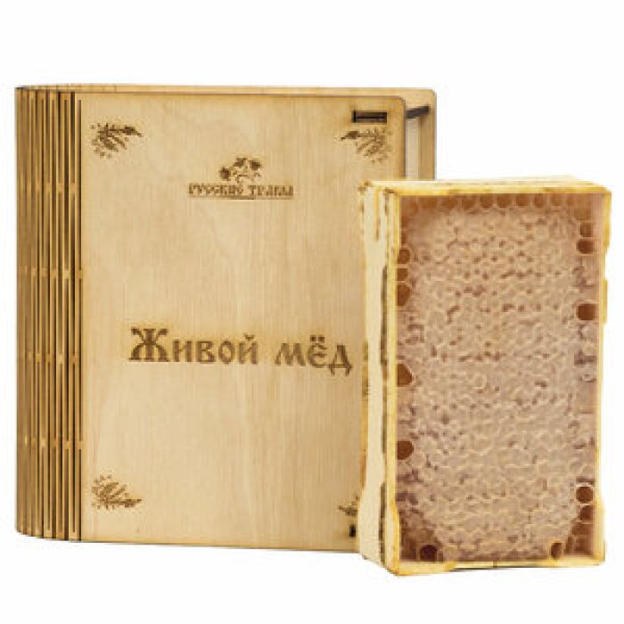 Живой Мёд в сотах,  в деревянной шкатулке, минирамка  67" photo 1